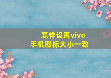 怎样设置vivo手机图标大小一致