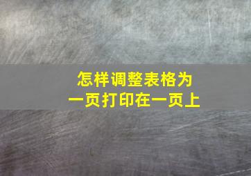 怎样调整表格为一页打印在一页上