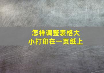 怎样调整表格大小打印在一页纸上