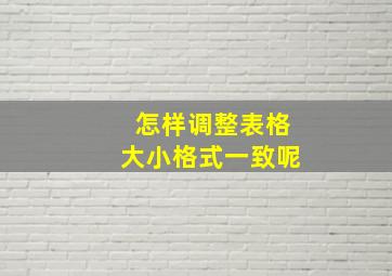 怎样调整表格大小格式一致呢