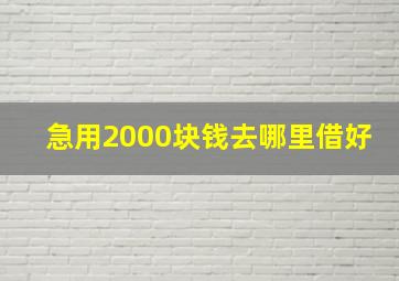 急用2000块钱去哪里借好