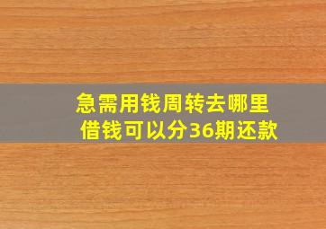 急需用钱周转去哪里借钱可以分36期还款