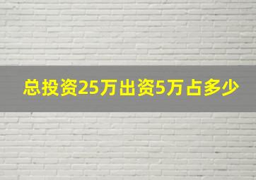 总投资25万出资5万占多少