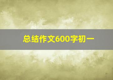 总结作文600字初一