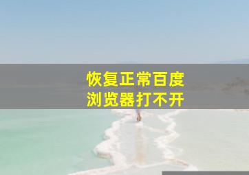 恢复正常百度浏览器打不开