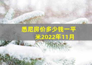 悉尼房价多少钱一平米2022年11月