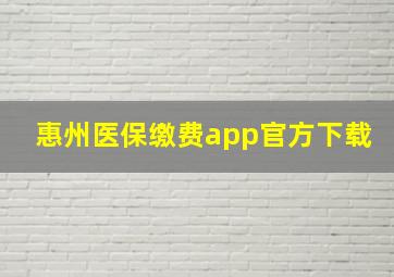 惠州医保缴费app官方下载