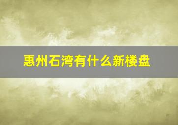 惠州石湾有什么新楼盘