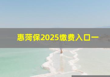 惠菏保2025缴费入口一