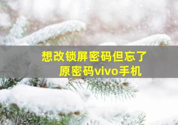 想改锁屏密码但忘了原密码vivo手机