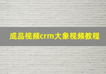 成品视频crm大象视频教程