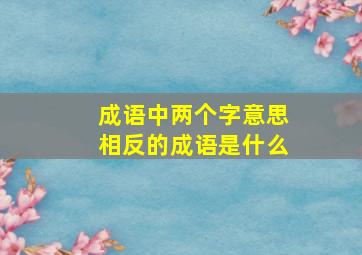 成语中两个字意思相反的成语是什么