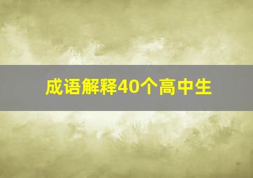 成语解释40个高中生