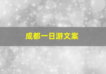 成都一日游文案