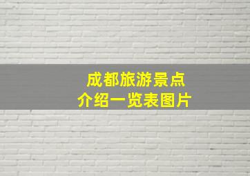 成都旅游景点介绍一览表图片