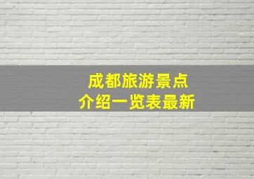 成都旅游景点介绍一览表最新