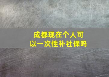 成都现在个人可以一次性补社保吗