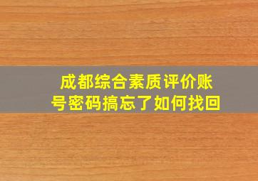 成都综合素质评价账号密码搞忘了如何找回