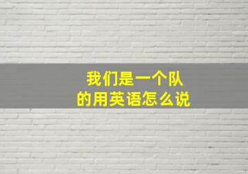 我们是一个队的用英语怎么说