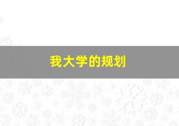 我大学的规划