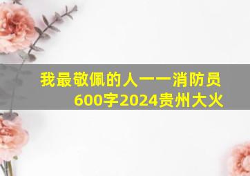 我最敬佩的人一一消防员600字2024贵州大火