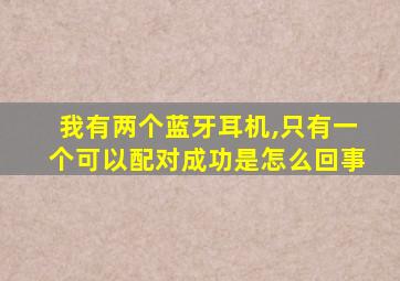 我有两个蓝牙耳机,只有一个可以配对成功是怎么回事