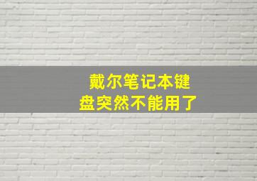 戴尔笔记本键盘突然不能用了