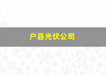 户县光伏公司