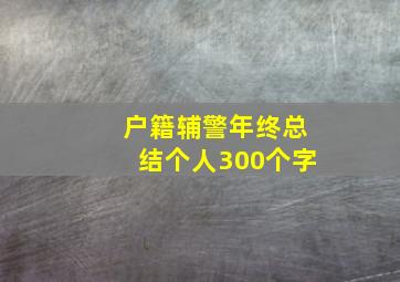 户籍辅警年终总结个人300个字