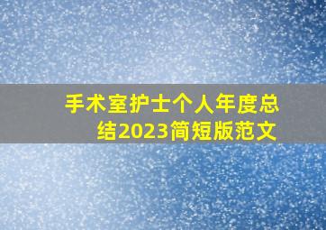 手术室护士个人年度总结2023简短版范文