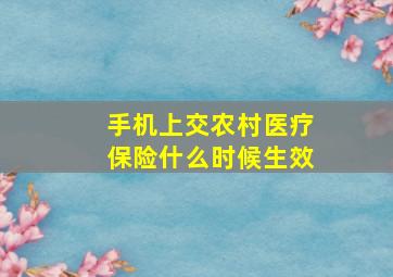 手机上交农村医疗保险什么时候生效