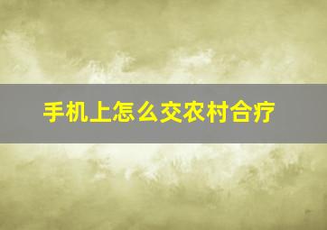 手机上怎么交农村合疗