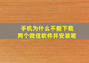 手机为什么不能下载两个微信软件并安装呢