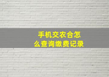 手机交农合怎么查询缴费记录