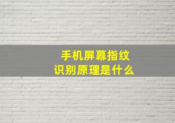 手机屏幕指纹识别原理是什么