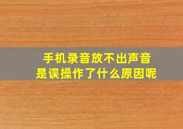 手机录音放不出声音是误操作了什么原因呢