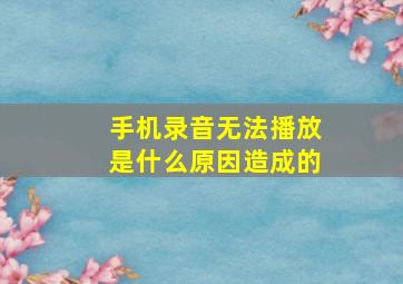 手机录音无法播放是什么原因造成的