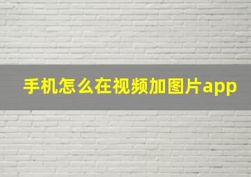 手机怎么在视频加图片app