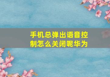 手机总弹出语音控制怎么关闭呢华为