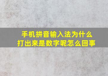 手机拼音输入法为什么打出来是数字呢怎么回事