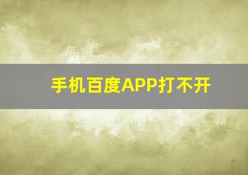 手机百度APP打不开