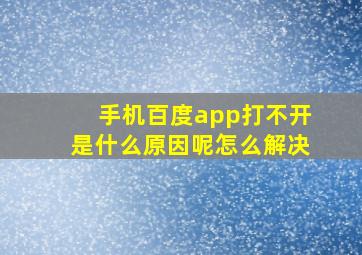 手机百度app打不开是什么原因呢怎么解决