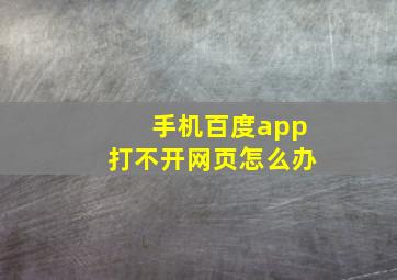 手机百度app打不开网页怎么办