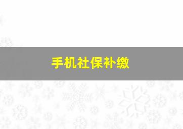 手机社保补缴