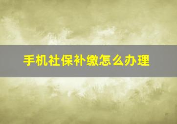 手机社保补缴怎么办理