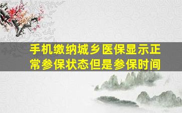 手机缴纳城乡医保显示正常参保状态但是参保时间