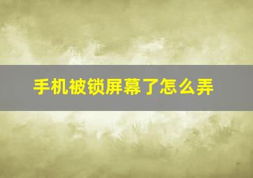 手机被锁屏幕了怎么弄