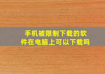 手机被限制下载的软件在电脑上可以下载吗