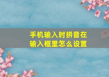 手机输入时拼音在输入框里怎么设置