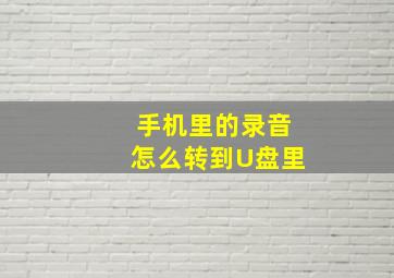 手机里的录音怎么转到U盘里